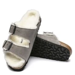 Birkenstock Women's Arizona Shearling In Stone Coin 6 Birkenstock Women's Arizona Shearling In Stone Coin -Getoutside Shoes BI 1017402 521W 3 1100x