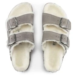 Birkenstock Women's Arizona Shearling In Stone Coin 7 Birkenstock Women's Arizona Shearling In Stone Coin -Getoutside Shoes BI 1017402 521W 4 1100x