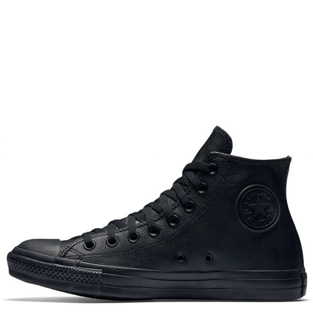 Converse Chuck Taylor All Star Mono Leather High Top In Black Monochrome 2 Converse Chuck Taylor All Star Mono Leather High Top In Black Monochrome - Image 2