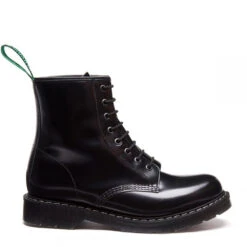 Solovair 8 Eye Derby Boot In Black Hi-Shine